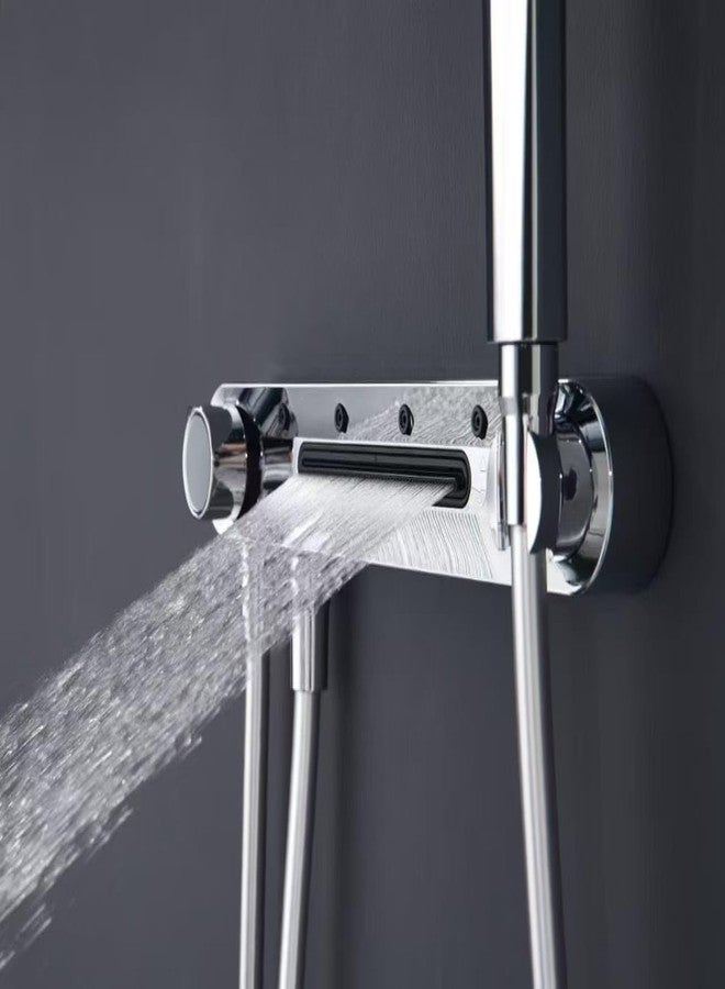 X-XONIER® Luxury thermostat Shower set System 4in1 shower panel with large Overhead Rainfall (Silver) - Image 3